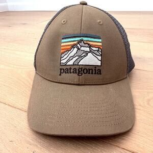 Patagonia Logo Ridge Unisex Trucker Hat Moss Green Mountain Cap SnapBack Khaki
